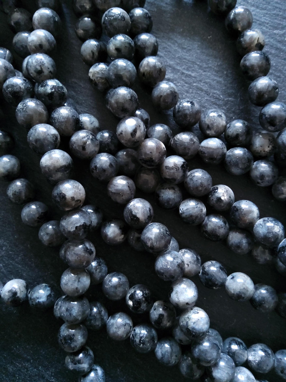 8mm to 8.5mm Larvikite Natural Gemstone Beads Undyed Full 15.7 inch Strand Hole: 1mm