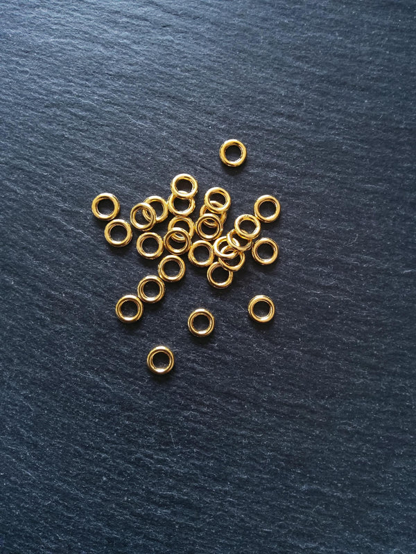 80 or 400 CLOSED 8mm Jump Rings Bright Gold Tone Alloy 1.5mm (15 gauge) Hole: 5mm Nickel FREE