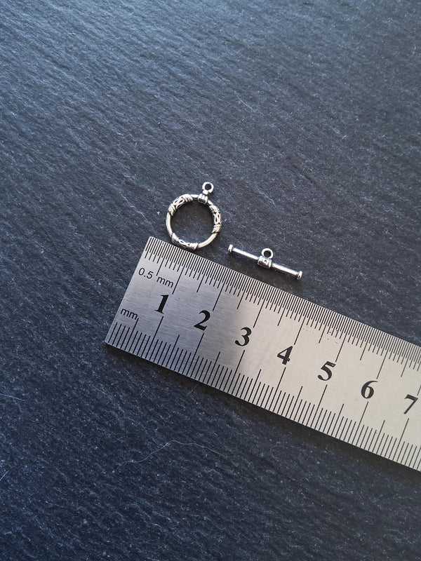 Antiqued Genuine Solid Sterling Silver Toggle Clasp Set 17x13x2mm
