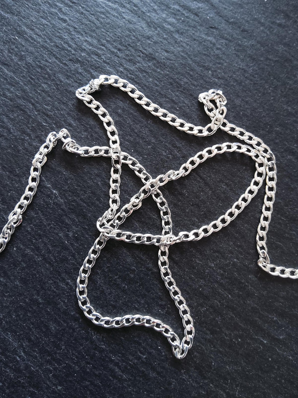 Bright Silver Strong Stainless Steel Twisted Curb Chain 4.5x3x0.8mm Open Link