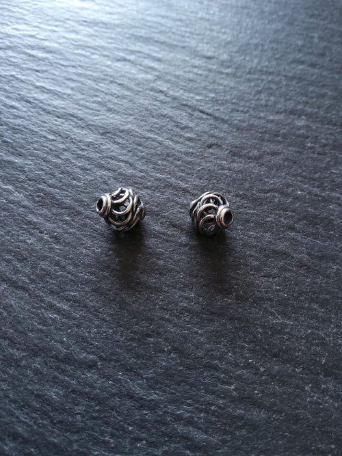 925 Bali Sterling Silver 8mm Wire Cage Beads Antique Finish 8.6x8mm Hole: 1.6mm