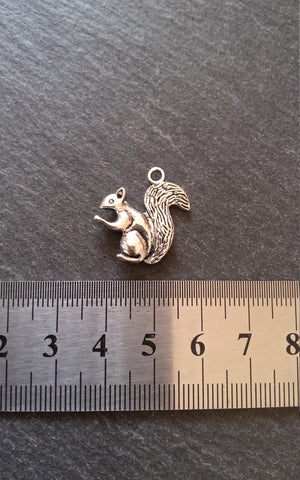 8 or 40 Squirrel Charms Antique Silver Tone Alloy 21x21x4mm