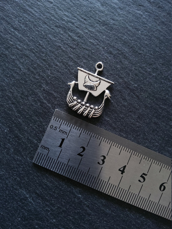 4 or 20 Viking Ship Pendants Charms Antique Silver Tone 27x22mm