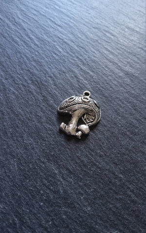10 or 50 Mushroom Toadstool Charms Antique Silver Tone 23x19mm