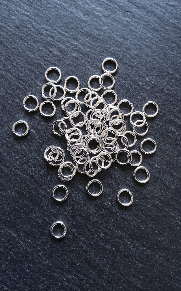 100 or 500 Silver Plated 7mm Strong Jump Rings Diameter 1.2mm (16 Gauge)