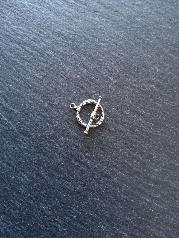 Antiqued Genuine Solid Sterling Silver Toggle Clasp Set 17x13x2mm