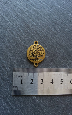 6 or 30 Antique Bronze Tone Round Tree of Life Connector Charms 27x20mm Nickel FREE