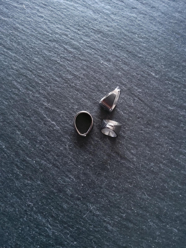 10 or 50 Stainless Steel Snap On Bails for Pendants 11x8x7mm