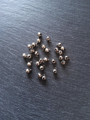 40 or 200 Little Antique Silver Tone 6mm Brass Bells Bell Charms 9x6mm