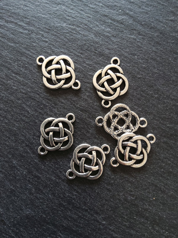 6 or 30 Sterling Silver Plated Celtic Knot Connector Charms 25x18mm Nickel FREE Alloy