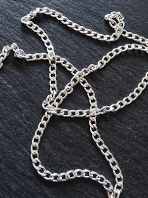 Bright Silver Strong Stainless Steel Twisted Curb Chain 4.5x3x0.8mm Open Link