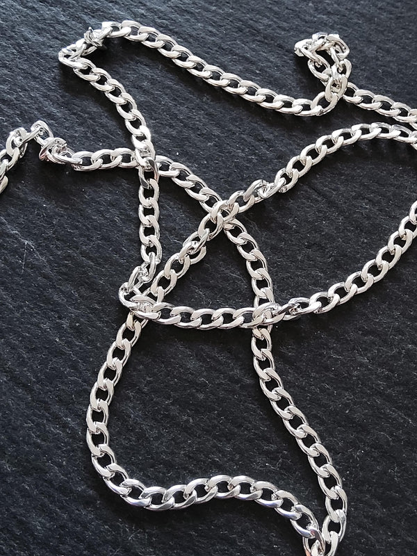 Bright Silver Strong Stainless Steel Twisted Curb Chain 4.5x3x0.8mm Open Link