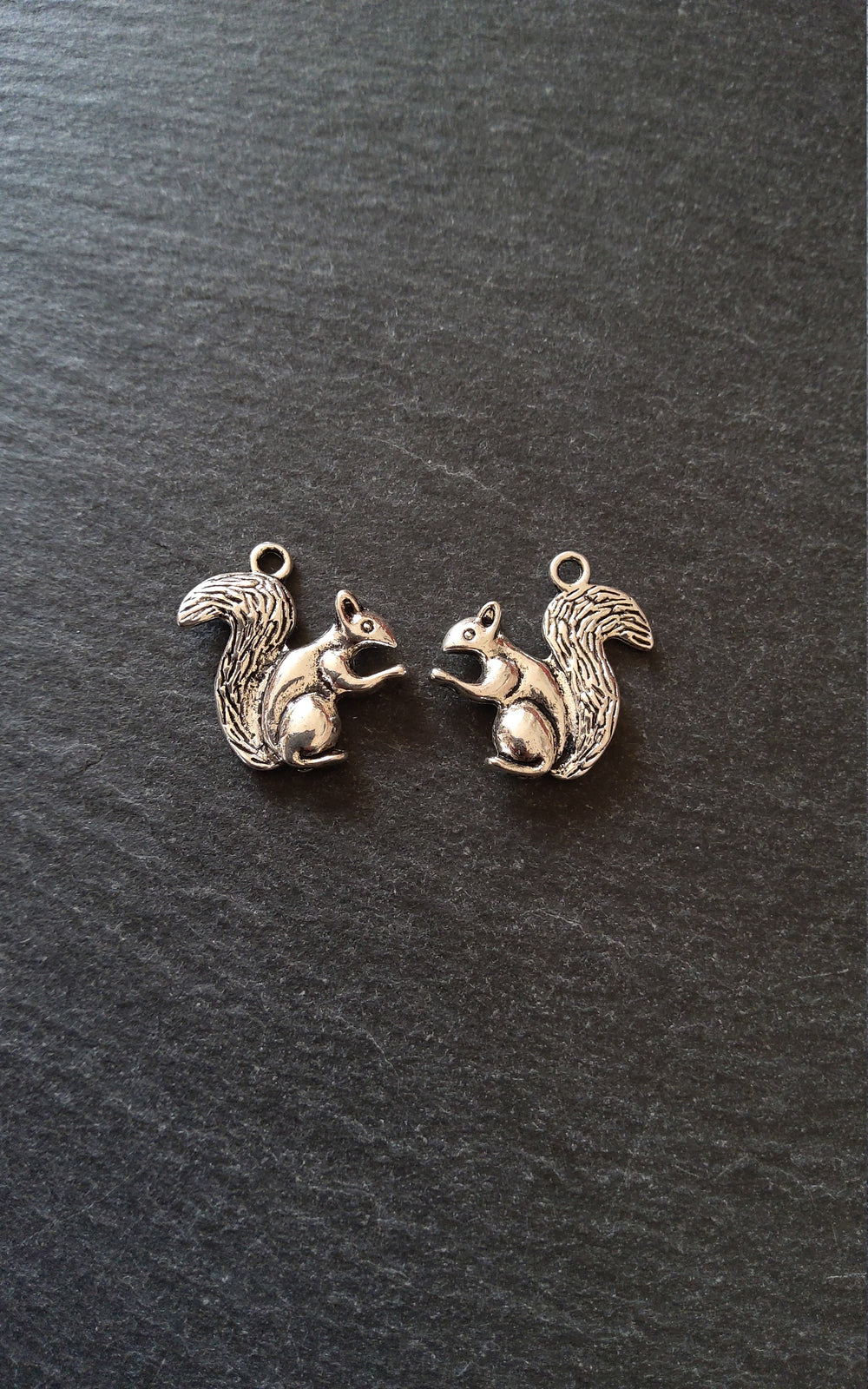 8 or 40 Squirrel Charms Antique Silver Tone Alloy 21x21x4mm