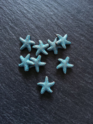 10 or 50 Starfish Beads Antique Copper with Blue Patina 14x13.5x3.7mm Hole: 1mm