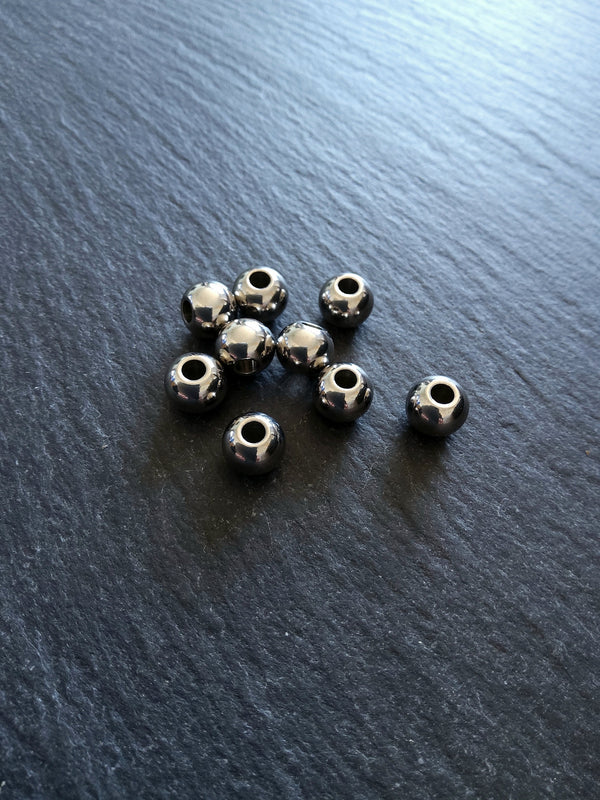 8 or 40 Stainless Steel 8mm Solid Round Spacer Beads Hole: 2mm