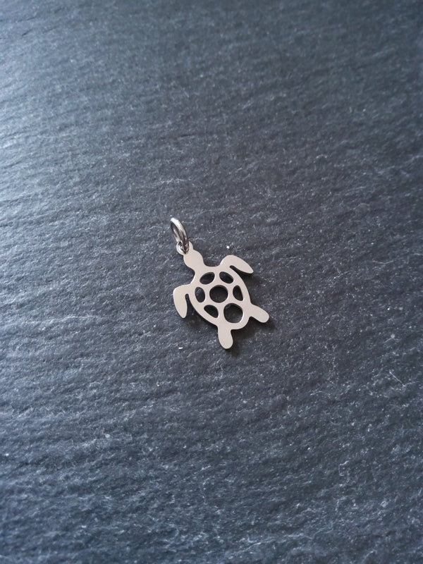 2 or 10 Stainless Steel Sea Turtle Charms 19x14mm