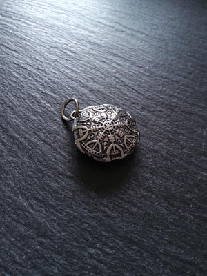 Round Double-Sided Helm of Awe Protection Pendant Surgical Steel 30.5x27x8.5mm
