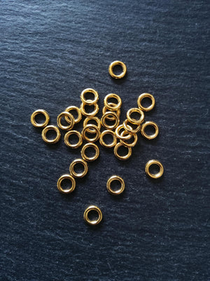 80 or 400 CLOSED 8mm Jump Rings Bright Gold Tone Alloy 1.5mm (15 gauge) Hole: 5mm Nickel FREE