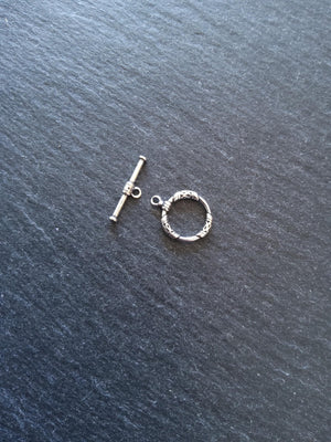 Antiqued Genuine Solid Sterling Silver Toggle Clasp Set 17x13x2mm