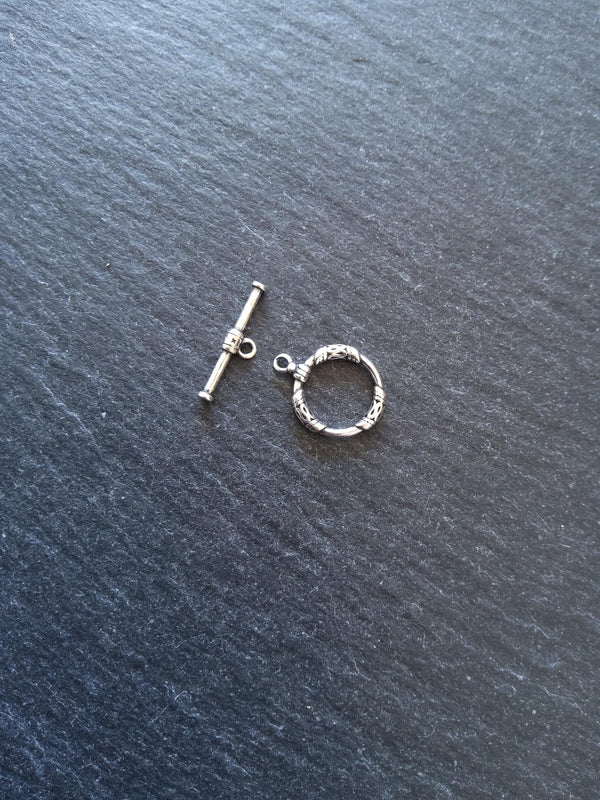 Antiqued Genuine Solid Sterling Silver Toggle Clasp Set 17x13x2mm