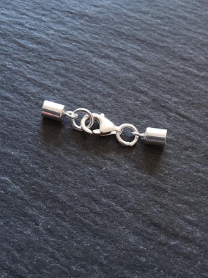 Genuine Solid Sterling Silver End Cap Set for 2.5mm Cord (3mm end caps)