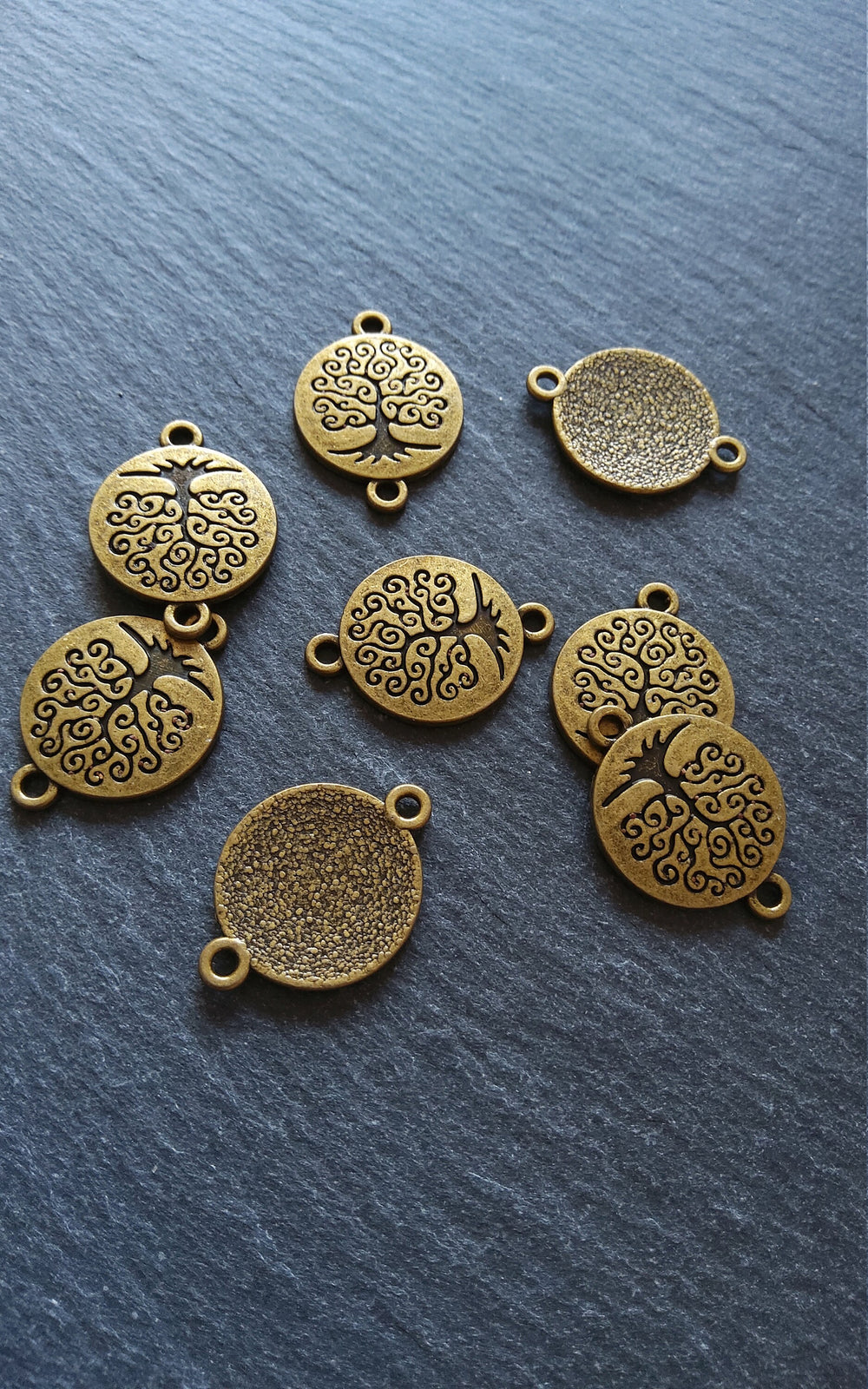6 or 30 Antique Bronze Tone Round Tree of Life Connector Charms 27x20mm Nickel FREE