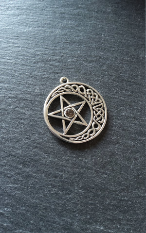 4 or 20 Celtic Knot Crescent Moon & Star Pendant Antique Silver Tone 33x30mm