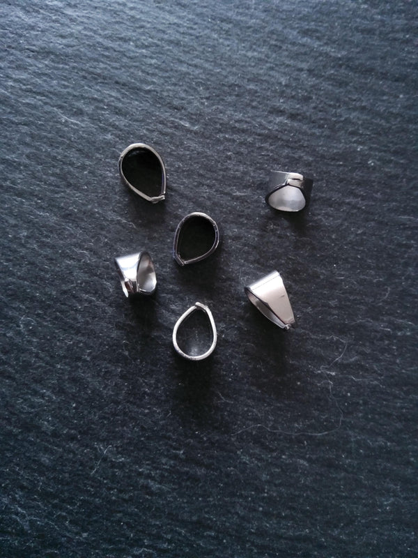 10 or 50 Stainless Steel Snap On Bails for Pendants 11x8x7mm