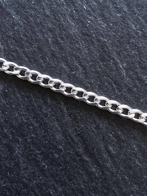 Bright Silver Strong Stainless Steel Twisted Curb Chain 4.5x3x0.8mm Open Link