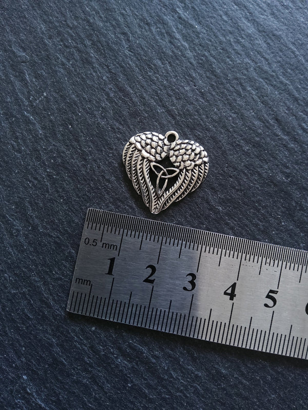 4 or 20 Double Wing Triquetra Charms Antique Silver Tone 23x22mm
