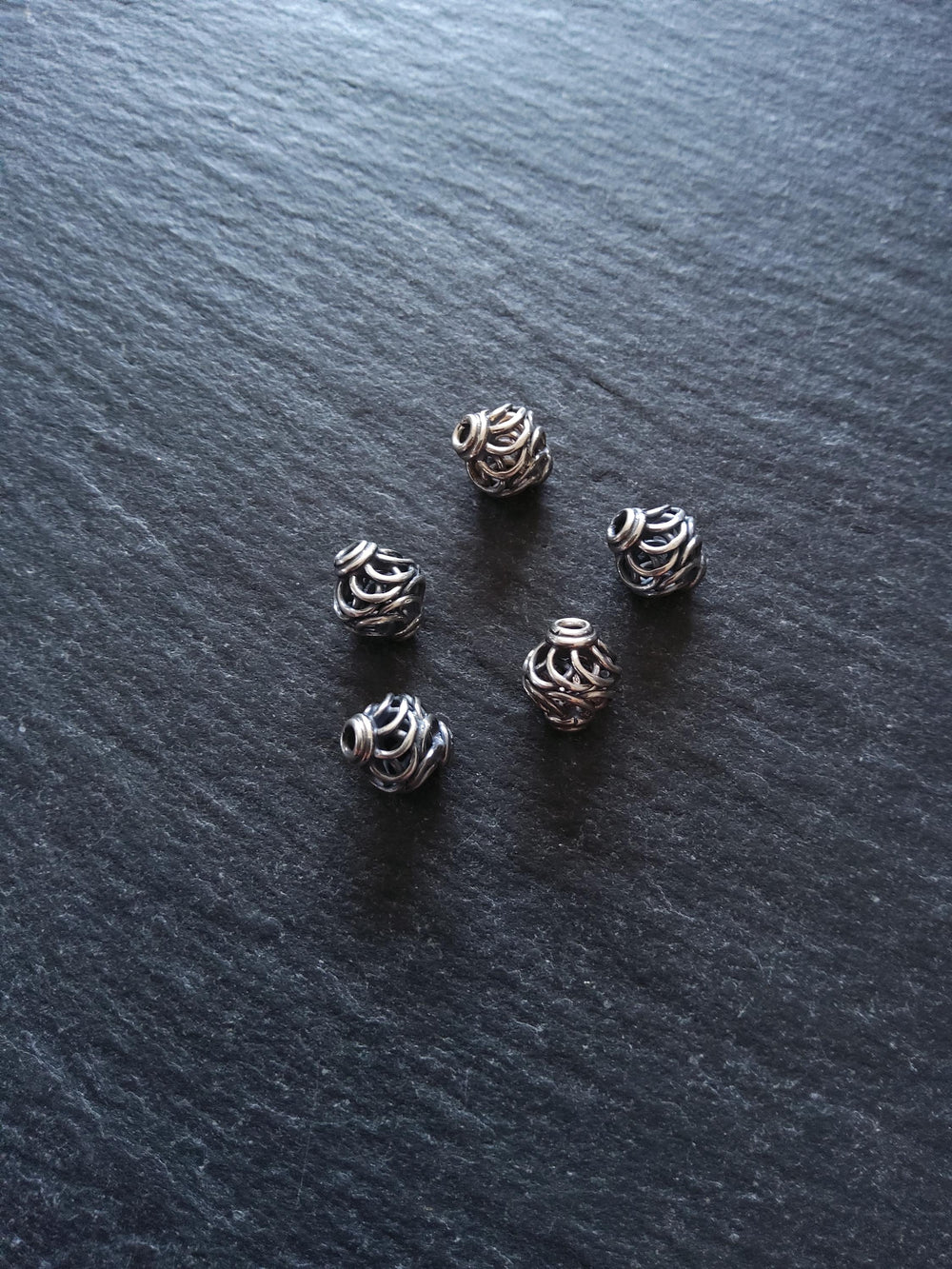 925 Bali Sterling Silver 8mm Wire Cage Beads Antique Finish 8.6x8mm Hole: 1.6mm