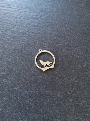 Howling Wolf Stainless Steel Silhouette Charms 23x20mm