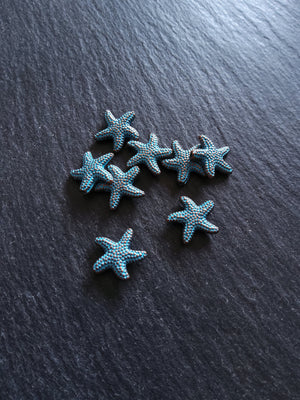 10 or 50 Starfish Beads Antique Copper with Blue Patina 14x13.5x3.7mm Hole: 1mm