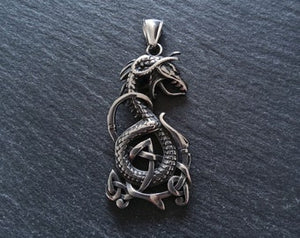 Celtic Serpent Pendant Stainless Steel 53x27mm