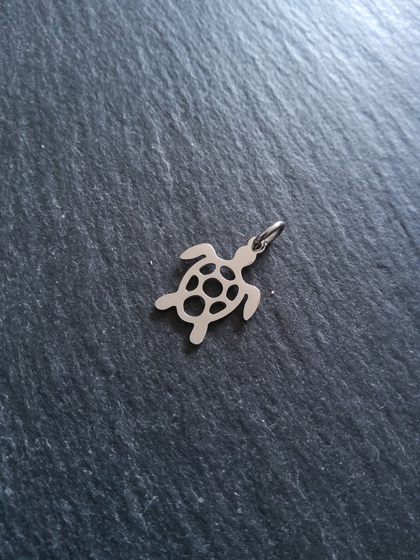 2 or 10 Stainless Steel Sea Turtle Charms 19x14mm