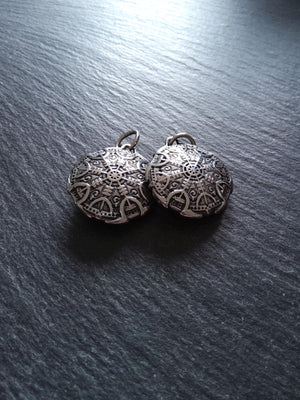 Round Double-Sided Helm of Awe Protection Pendant Surgical Steel 30.5x27x8.5mm