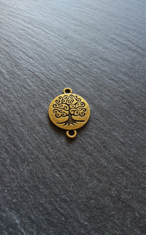 6 or 30 Antique Bronze Tone Round Tree of Life Connector Charms 27x20mm Nickel FREE