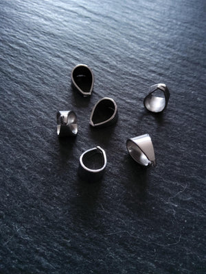 10 or 50 Stainless Steel Snap On Bails for Pendants 11x8x7mm