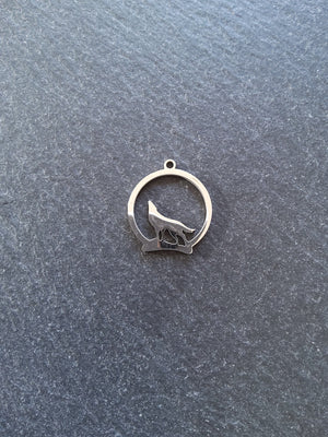 Howling Wolf Stainless Steel Silhouette Charms 23x20mm