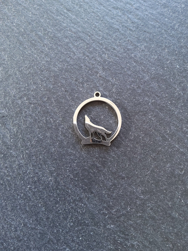 Howling Wolf Stainless Steel Silhouette Charms 23x20mm
