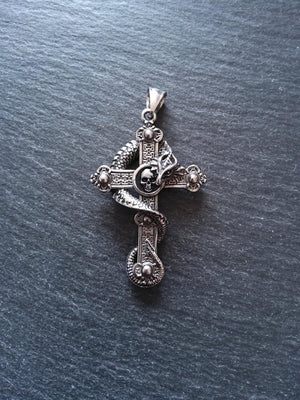 Large Dragon Cross Pendant Stainless Steel 55x36x12mm