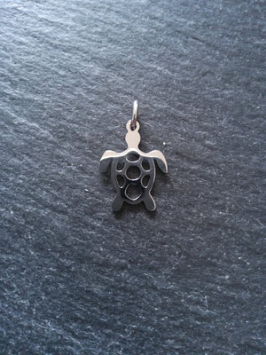 2 or 10 Stainless Steel Sea Turtle Charms 19x14mm