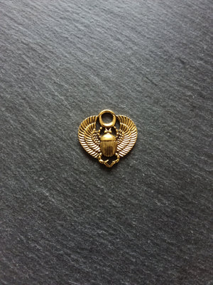 4 or 20 Egyptian Scarab Beatle Pendant or Charms Antique Gold Tone  27x26mm