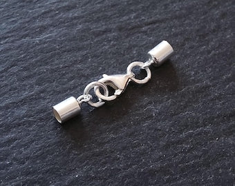 Genuine Solid Sterling Silver End Cap Set for 2.5mm Cord (3mm end caps)