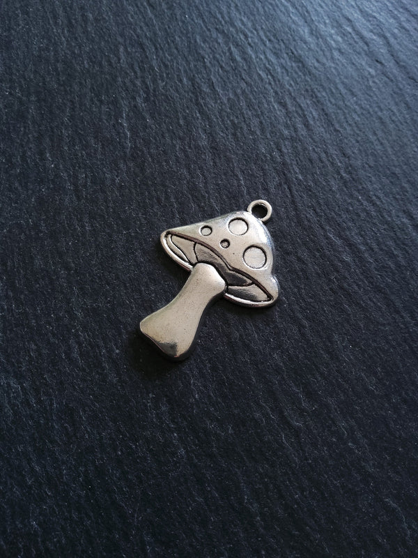 4 or 20 Large Mushroom Toadstool Charms Antique Silver Tone 41x29mm