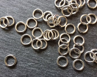100 or 500 Antique Silver Tone Alloy 8mm Jump Rings Strong 1.2mm (18 Gauge)