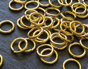 100 or 500 Gold Plated 8mm Diameter Jump Rings Strong 1.2mm (16 gauge)