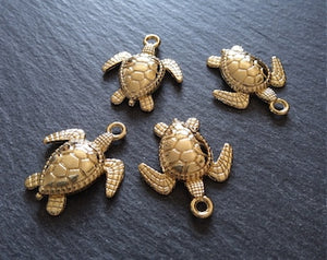 2 or 10 Real Gold Plated Sea Turtle Charms 28x24mm Nickel FREE