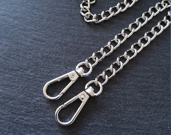 Alloy Chain Bag Strap with Lobster Clasps. Silver Tone. 47 inches (120cm) Long. 8.3mm Wide