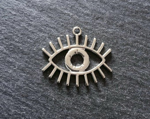 4 or 20 Eye Pendants Antique Silver Tone 26x22mm